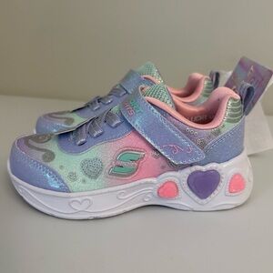 Skechers Kids Sport Light Up Sneakers Kids Size 8 Sparkly Purple and Pink NWT